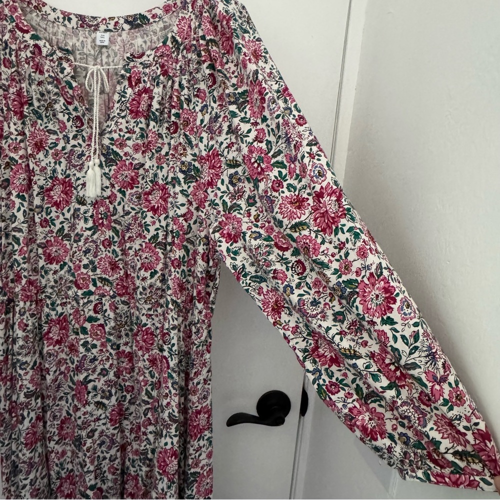 Old Navy Pink and White Floral Long Sleeve Dress festival, summer sundress - Picture 2 of 16